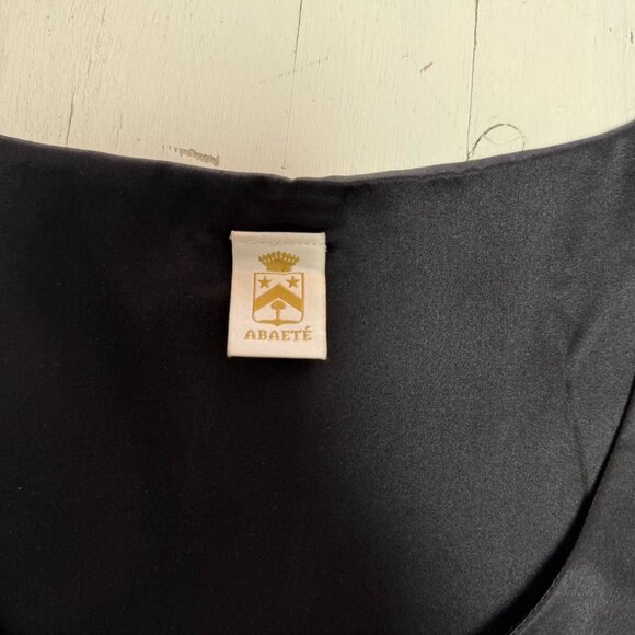 ABAETÉ Black Dress Size 8 100% Silk Tiered Ruffle Hem LBD Flapper 30’s - Picture 8 of 10